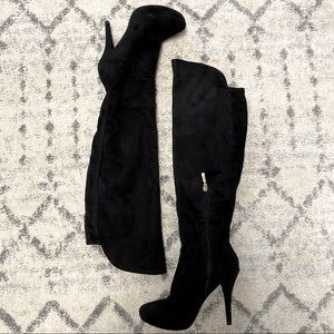 Guess Black Tall Knee High Suede Boots